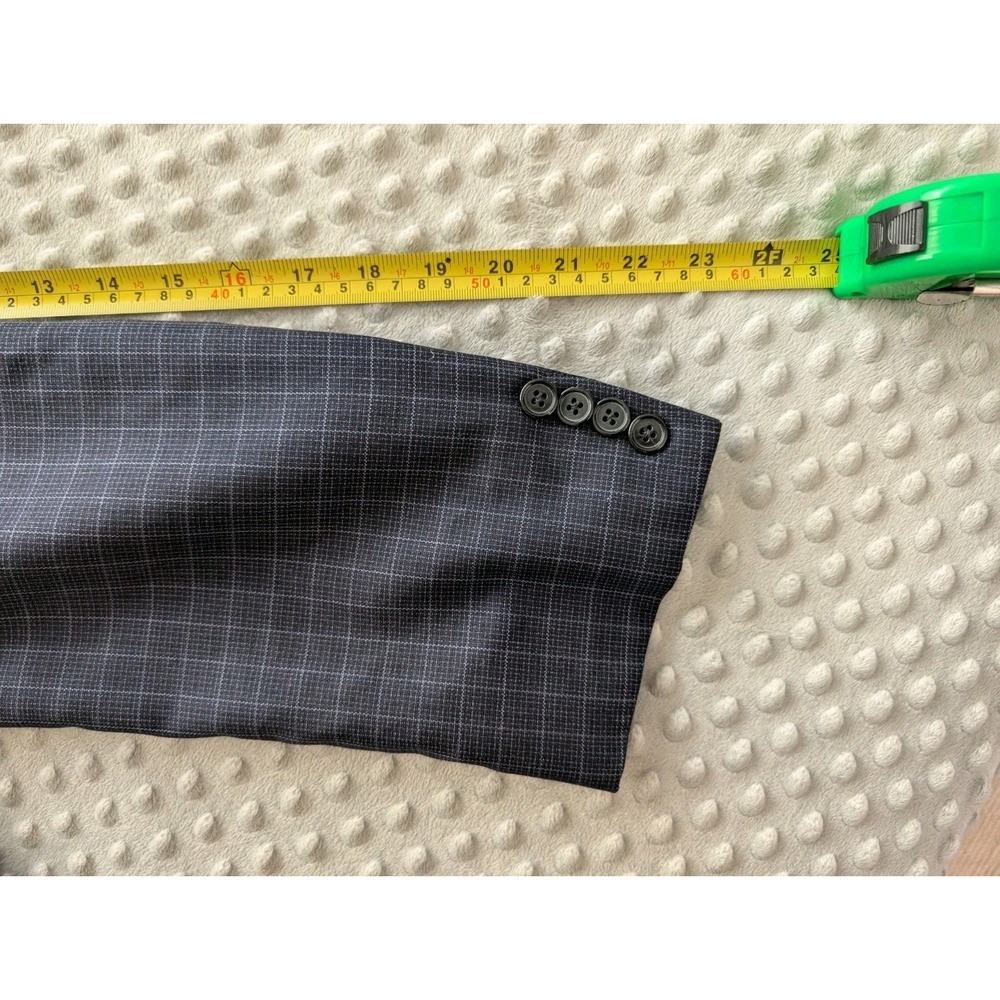 Ermenegildo Zegna Wool Blazer Men's 38R Saks Fifth Avenue Check Navy Jacket - Picture 13 of 16